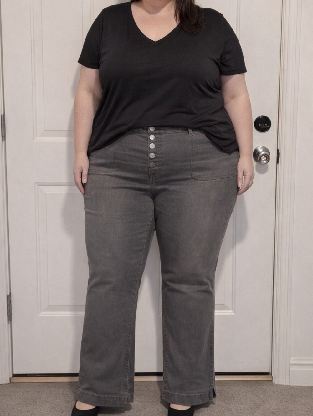 DG2 by Diane Gilman Gray Bootcut Jeans 2X Soft Stretch Denim Pull-up Stretch New
